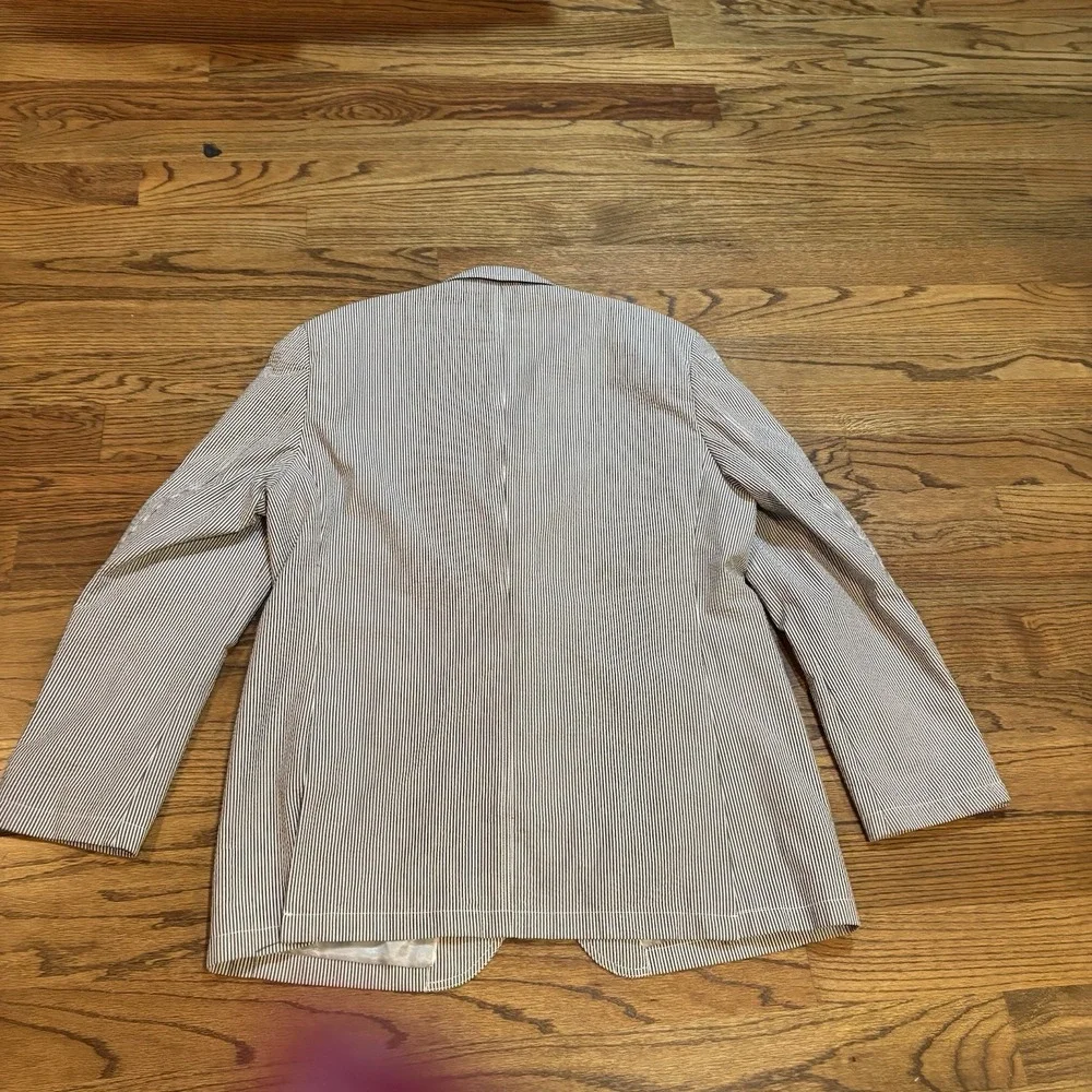 Martin Gordon Men's Size XL Seersucker Blazer Sport Coat Blue White Two‎ Button